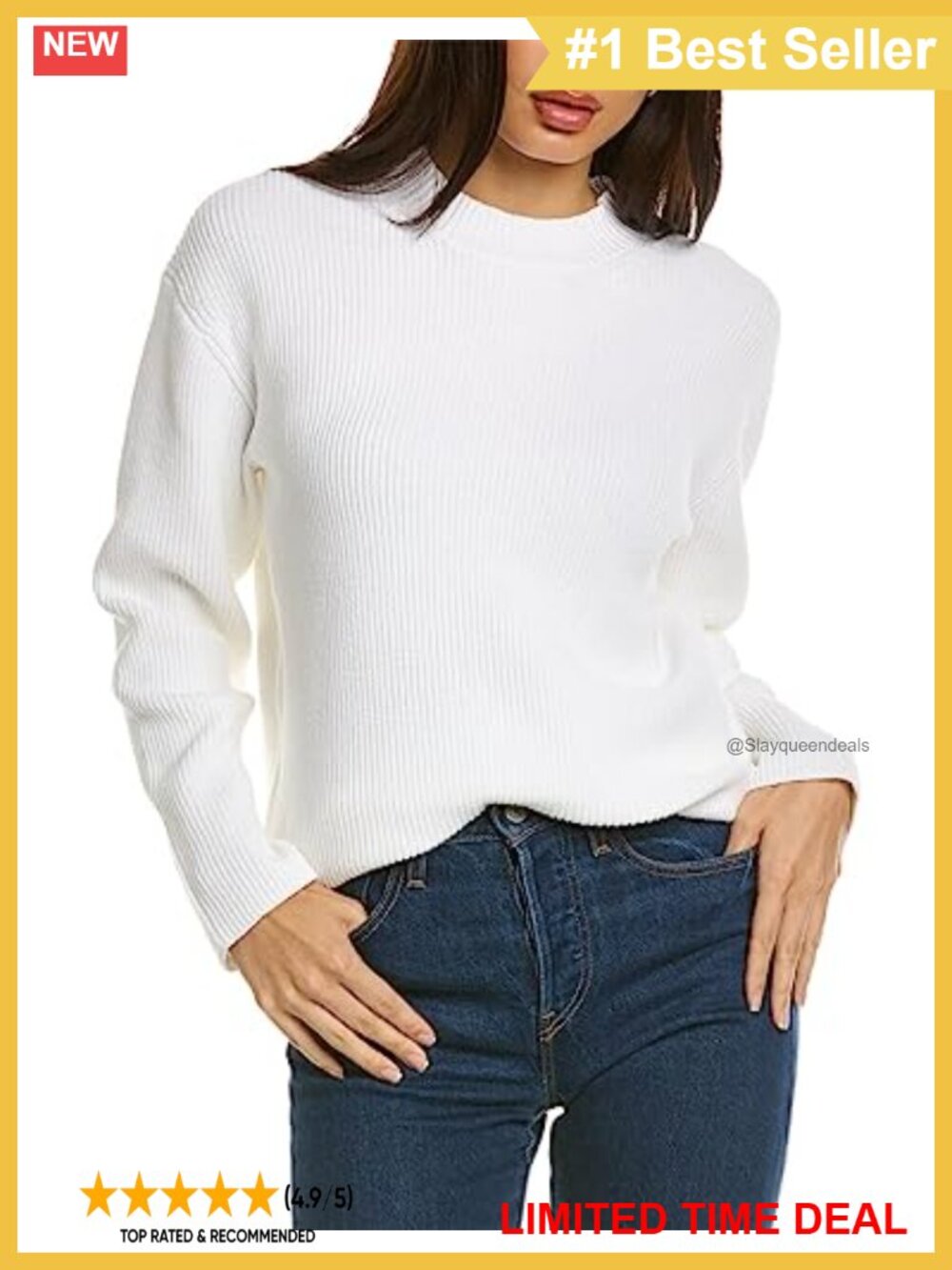 Ribbed Cotton Tunic Short Sleeve Crew Neck Stretch Fit Sweater Pullover